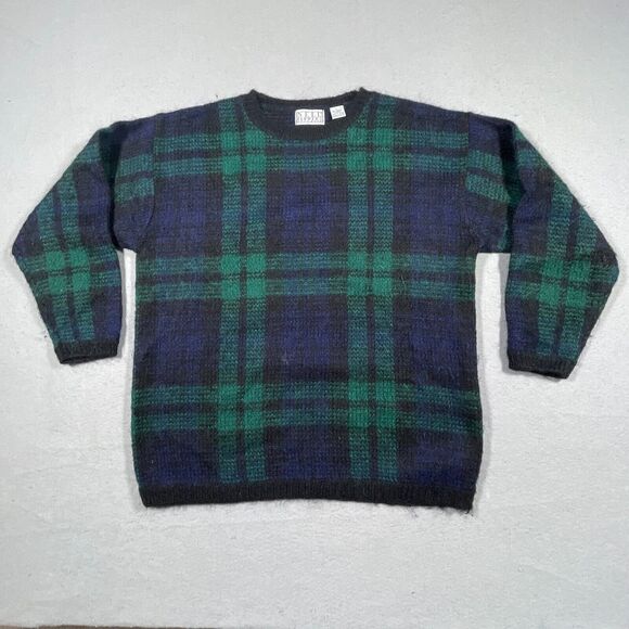Vintage Sweater Mohair Blend Sweater Wimen Size Large‎ Blackwatch Green 1990’s - Picture 1 of 9